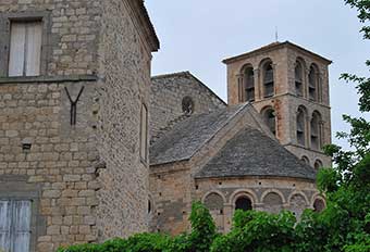 Partial view of the Abbey of Caunes-Minervois