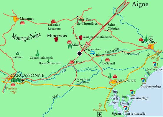 plan de notre région - Mazamet, Béziers, Narbonne, Carcassonne -